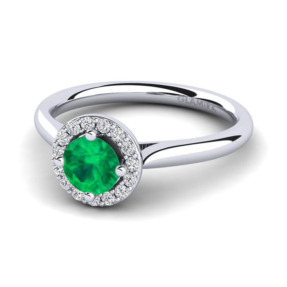 Halo Emerald Engagement Rings