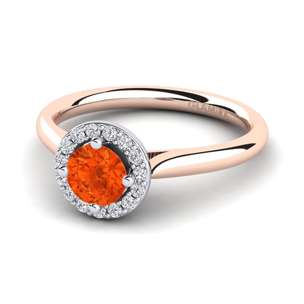 Halo Fire Opal 14ct Rose & White Gold Rings