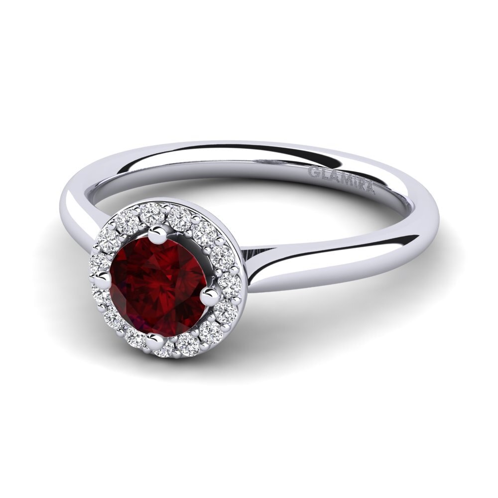 Halo Garnet Engagement Rings