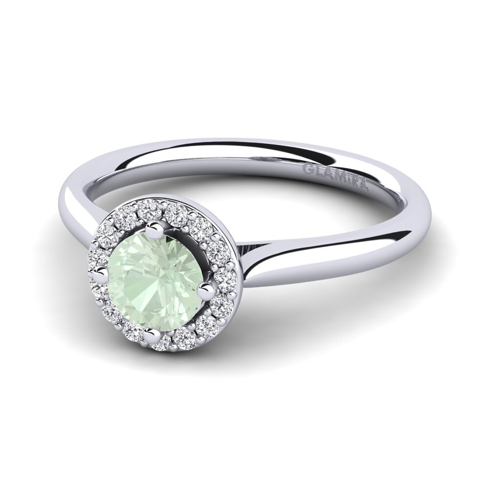 Halo Green Amethyst Engagement Rings