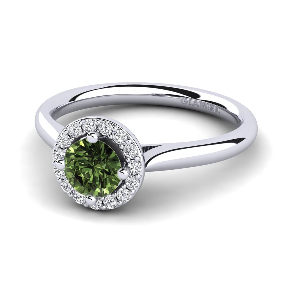 Halo Green Sapphire Engagement Rings