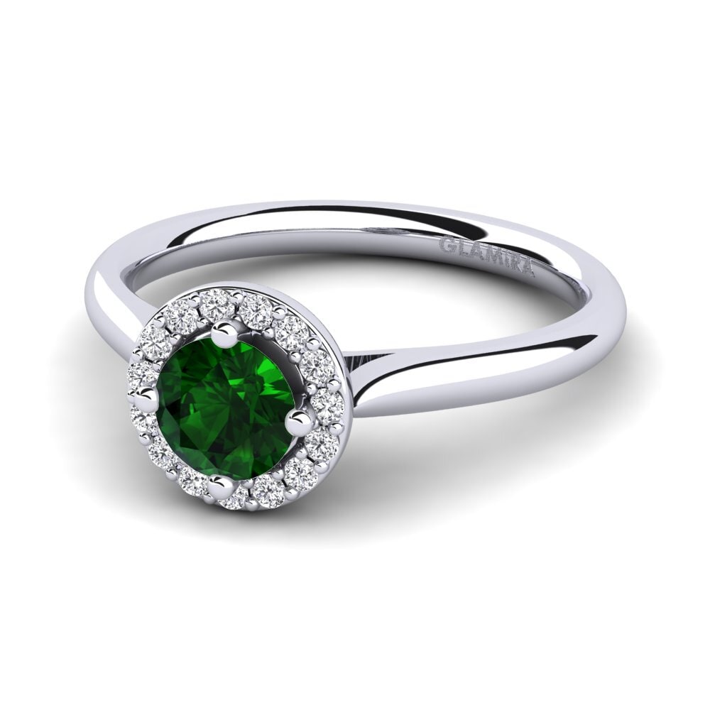 Halo Green Tourmaline Engagement Rings