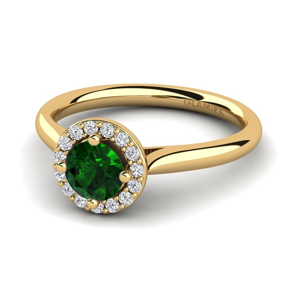 Ringe Halo Grüner Turmalin Gelbgold 585