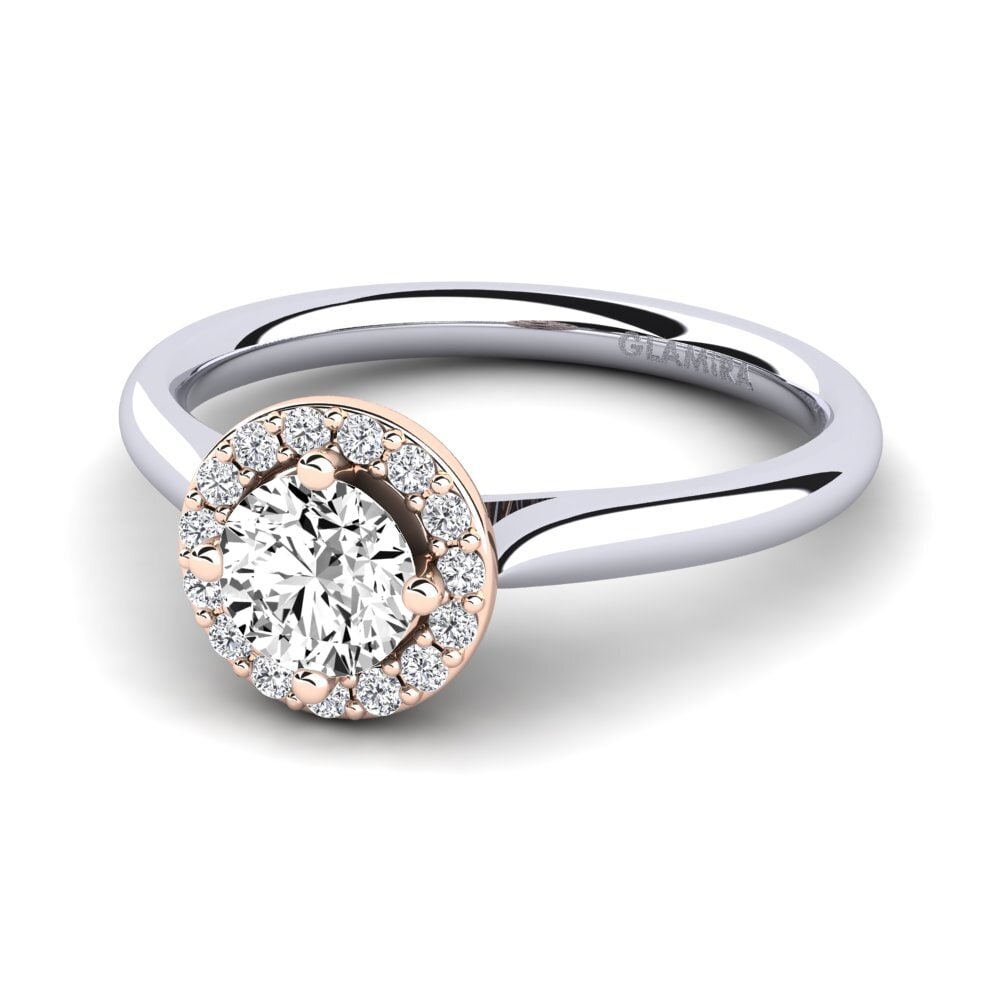 Anillos de compromiso 14k Oro Blanco / Rosa Moissanita Halo