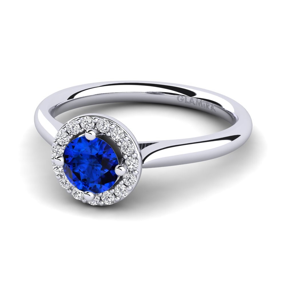 Halo Sapphire (Lab Created) Engagement Rings