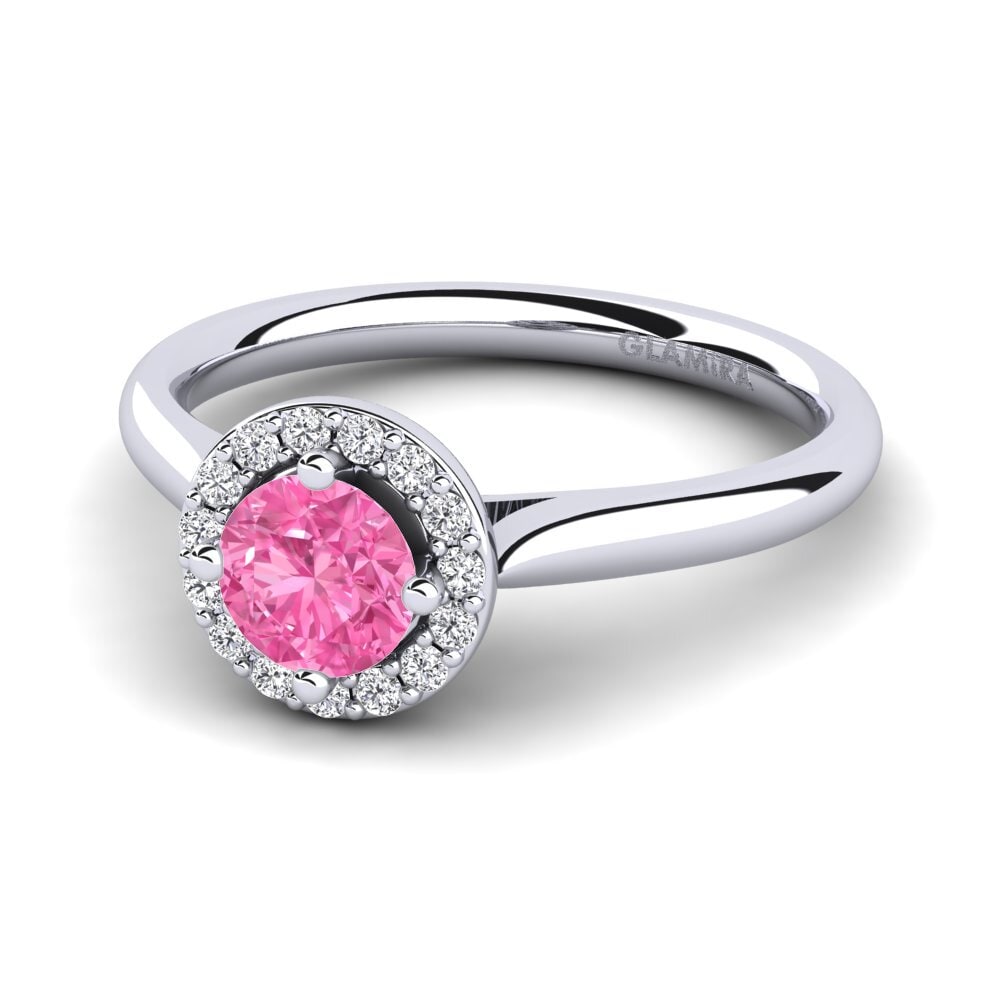 Halo Pink Sapphire Engagement Rings