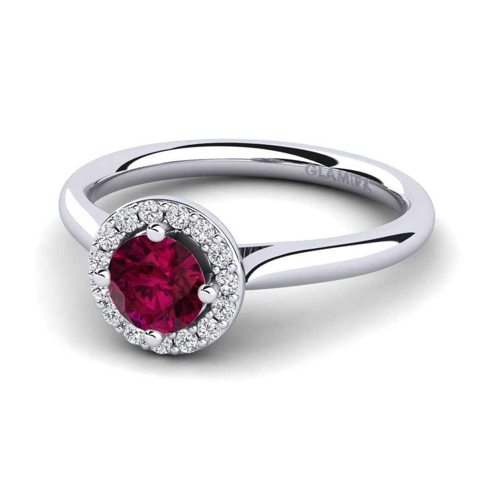 0.26 - 0.50 Carat Halo Rhodolite Garnet Rings