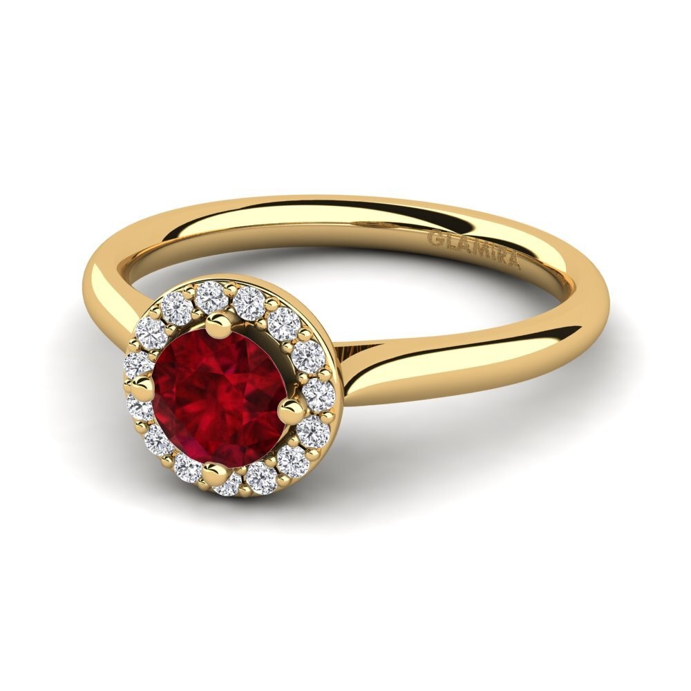 Verlobungsringe Halo Rubin Gelbgold 585