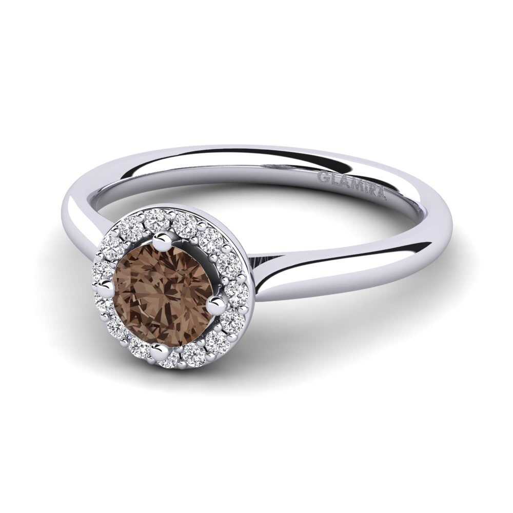 Halo Smoky Quartz Engagement Rings
