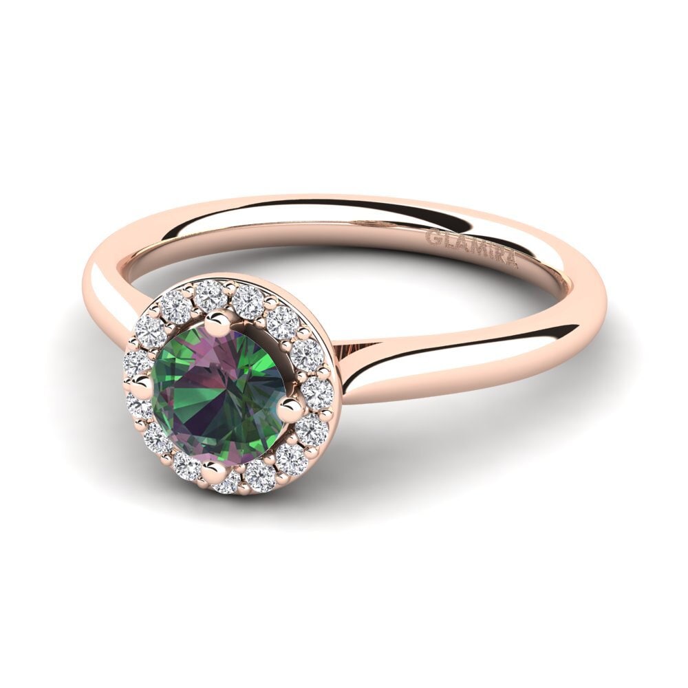Verlobungsringe Halo Mystic Topas Rotgold 585