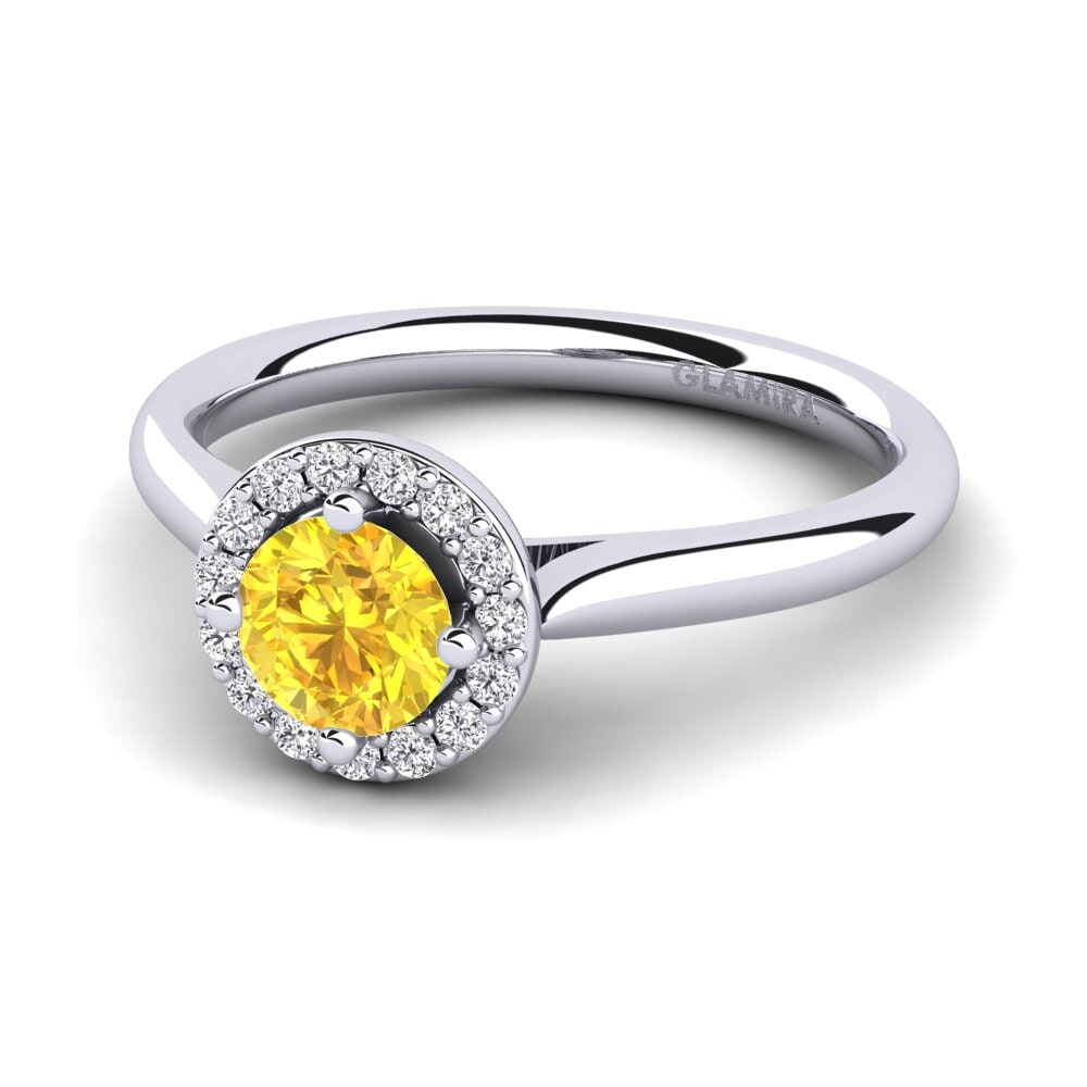 Halo Yellow Sapphire Engagement Rings