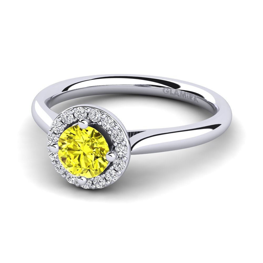 Halo Yellow Diamond Engagement Rings