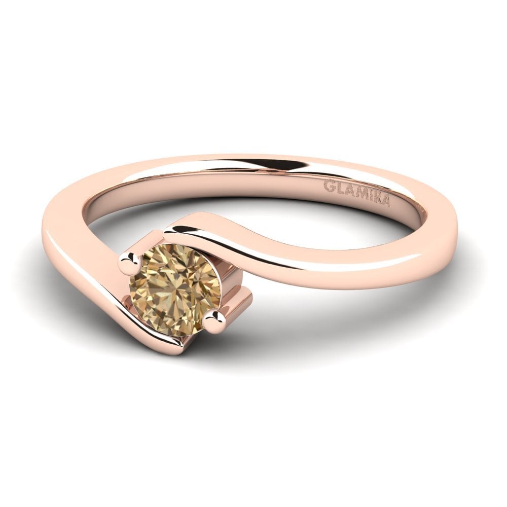 14k Oro Rosa Diamante café Anillo de compromiso Bridal Element