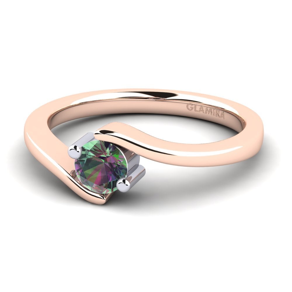 9ct Rose & White Gold Mystic Topaz Engagement Ring Bridal Element