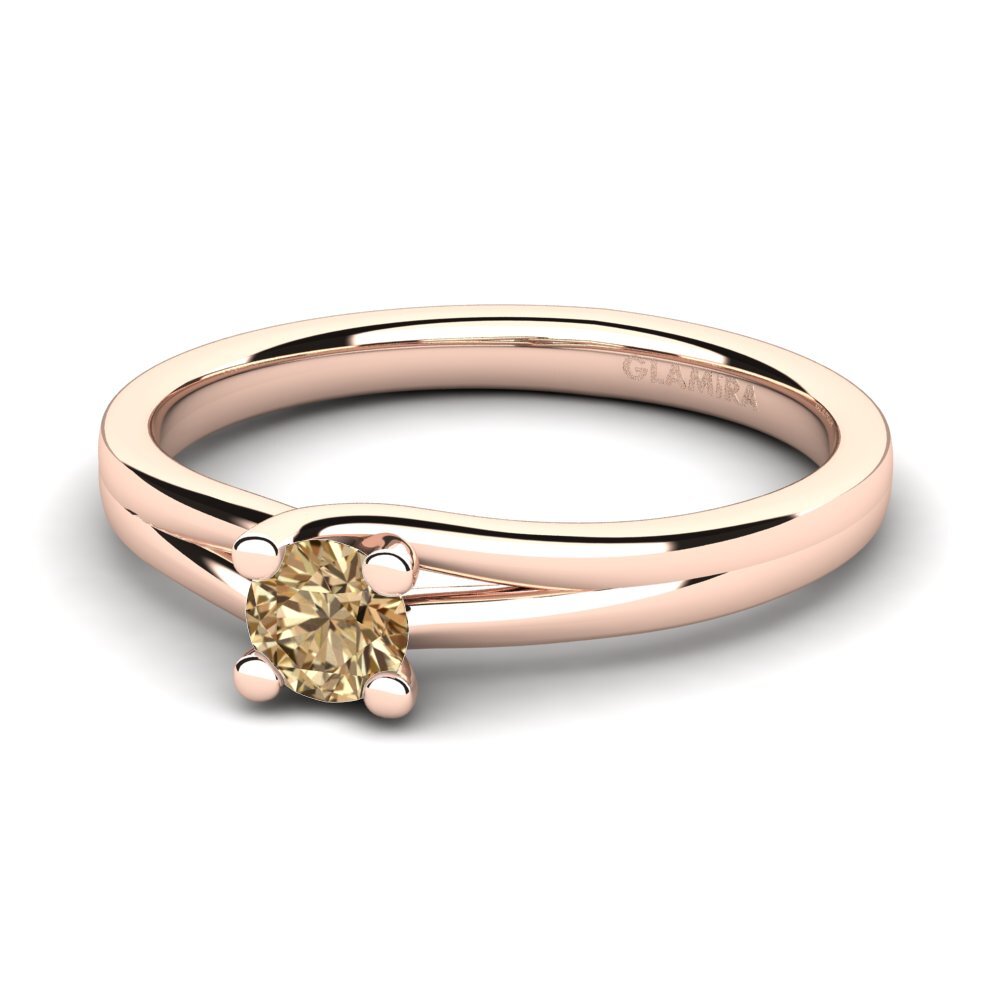 14k Oro Rosa Diamante café Anillo de compromiso Bridal Heaven