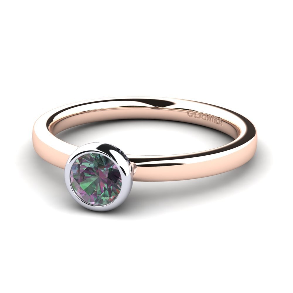 9ct Rose & White Gold Mystic Topaz Engagement Ring Bridal Passion 0.5 crt