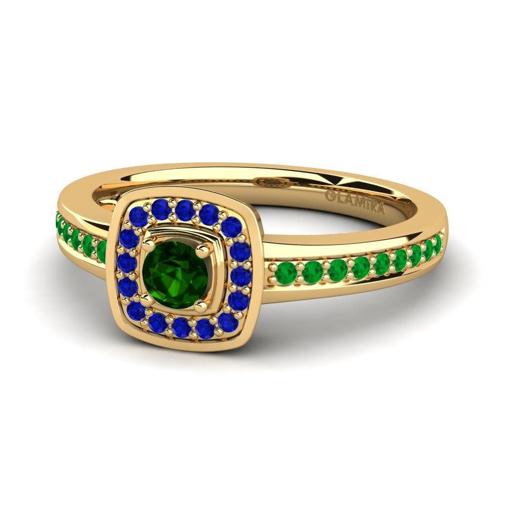 14ct Yellow Gold Green Tourmaline Engagement Ring Claire