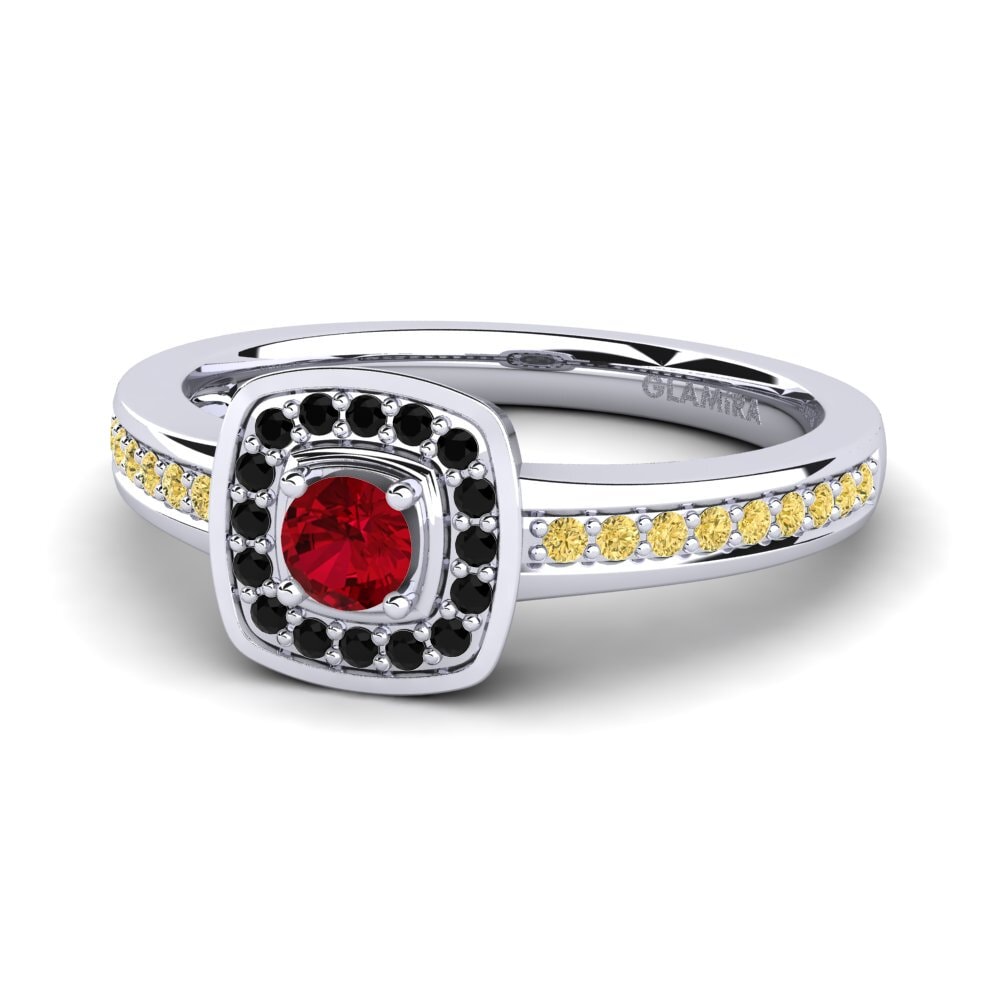 18k Oro Blanco Circonita Roja Anillo de compromiso Claire