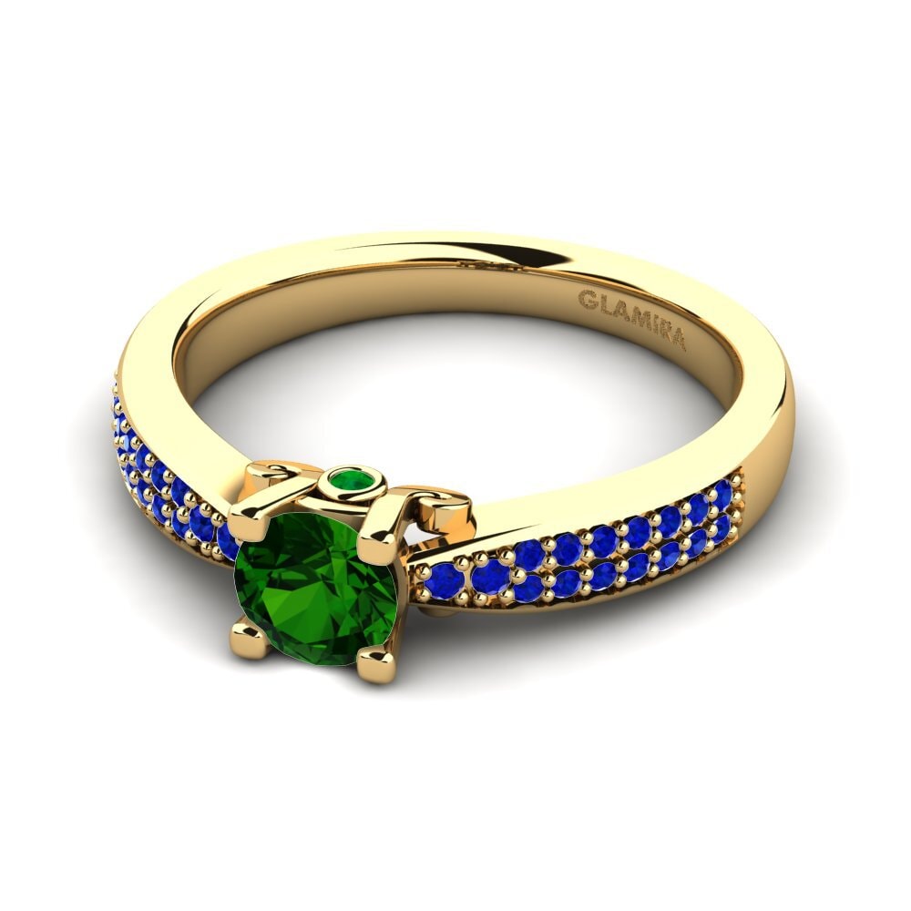 14ct Yellow Gold Green Tourmaline Engagement Ring Donielle