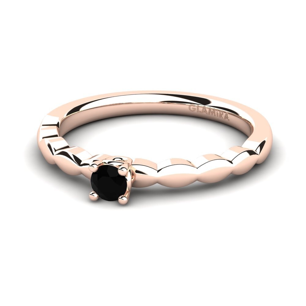 14ct Rose Gold Black Onyx Engagement Ring Effie 0.1 crt