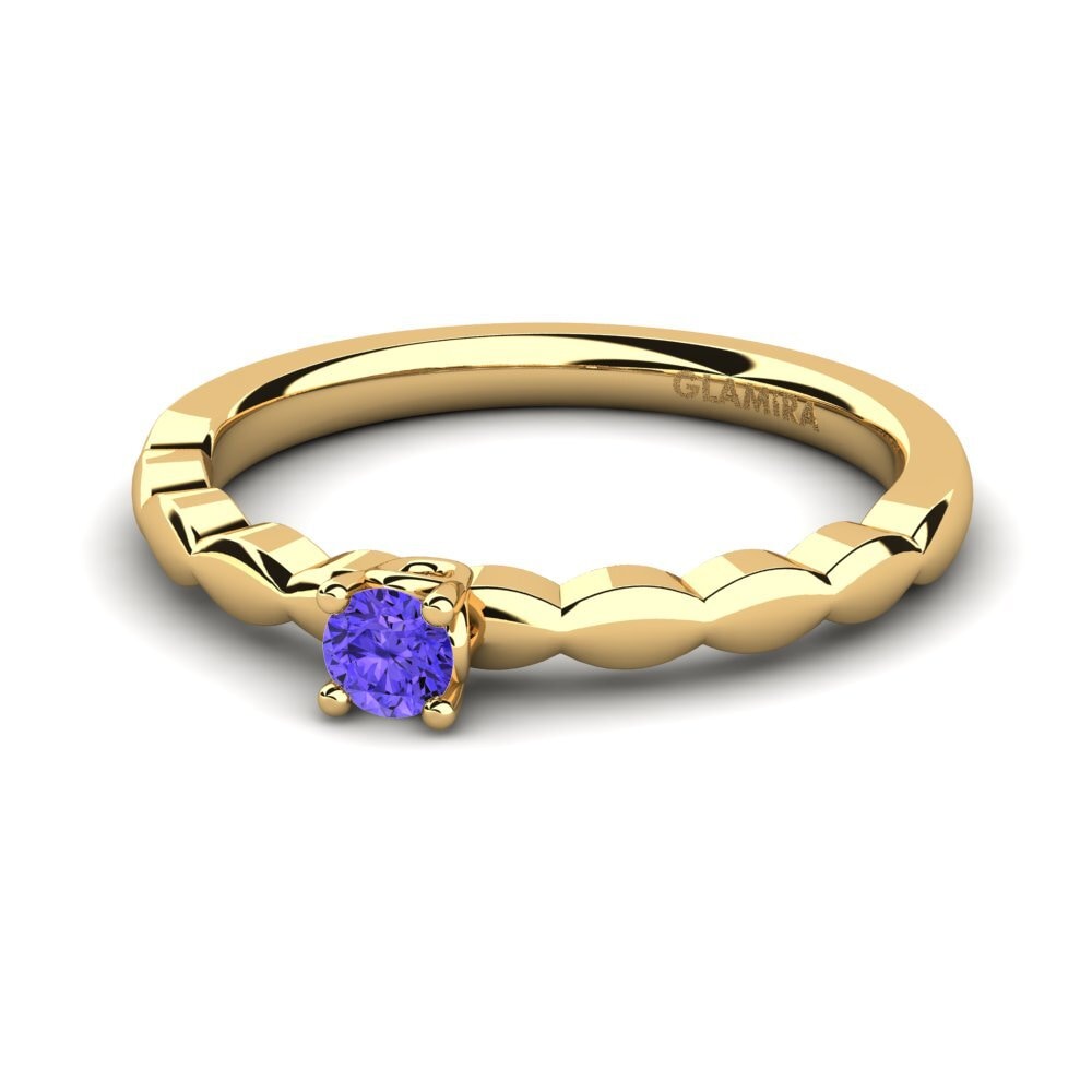 18k Oro Amarillo Tanzanita Anillo de compromiso Effie 0.1 crt