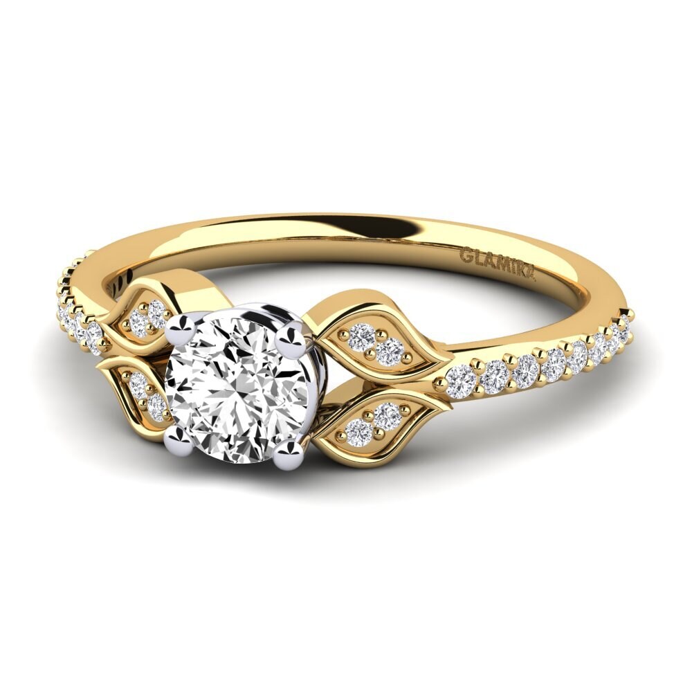 Vàng-Trắng 14K Đá Moissanite Nhẫn đính hôn Elide