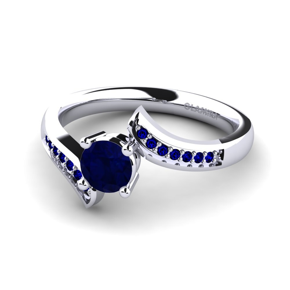 9ct White Gold Sapphire Engagement Ring Elloine