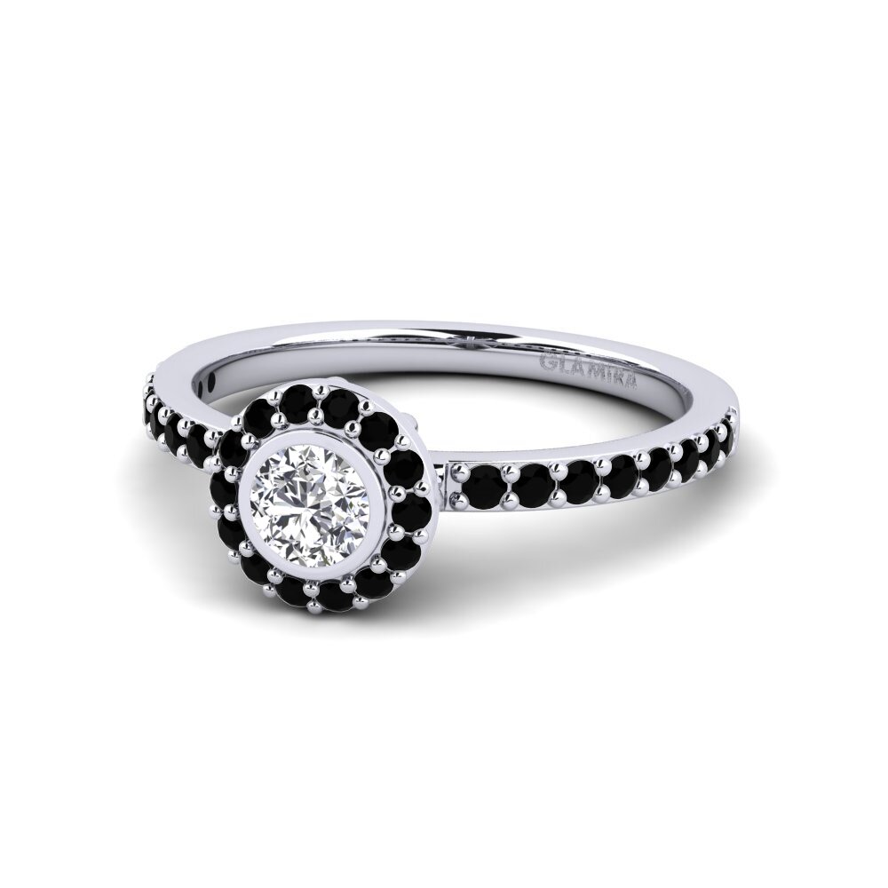 18k Oro Blanco Diamante Anillo de compromiso Fegolasens