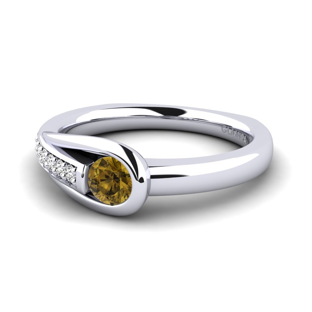 Zircão Castanha Anel de Noivado Genifer 0.25 crt