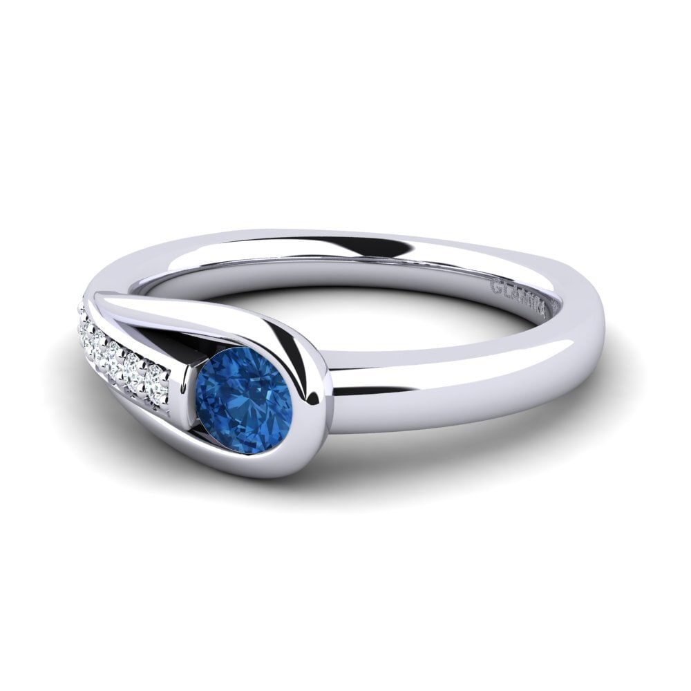 Circonita Azul Oscuro Anillo de compromiso Genifer 0.25 crt