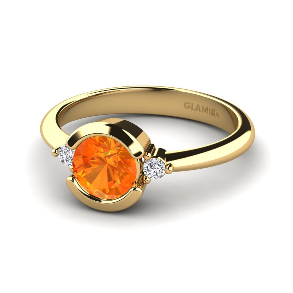 18k Oro Amarillo Zafiro Naranja Anillo de compromiso Iselin