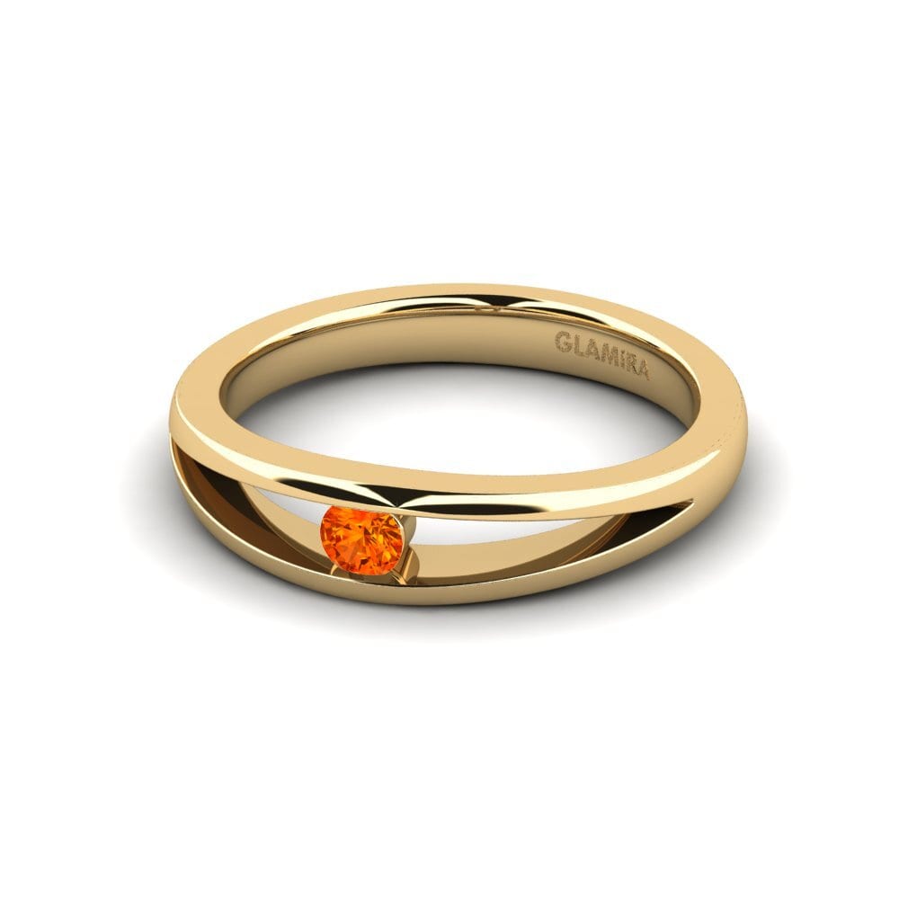 18k Oro Amarillo Zafiro Naranja Anillo de compromiso Jessica