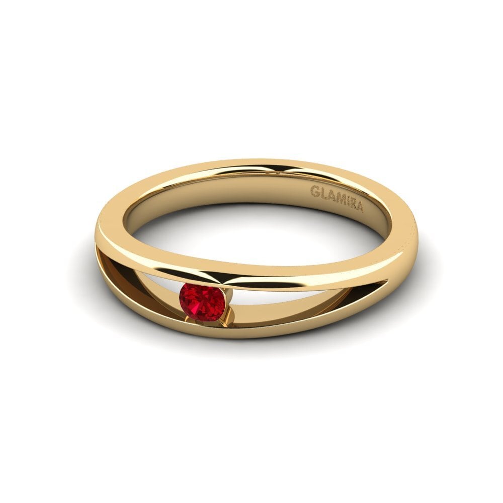 18k Oro Amarillo Circonita Roja Anillo de compromiso Jessica