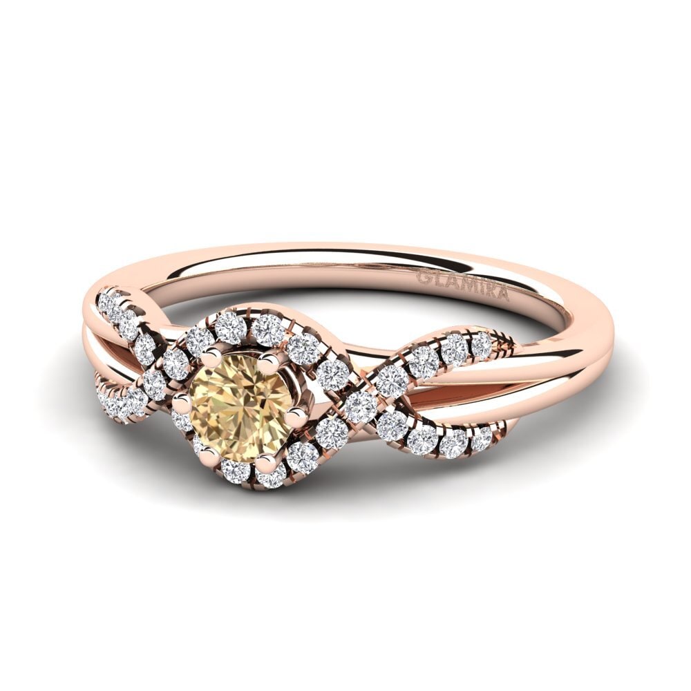 14k Oro Rosa Diamante café Anillo de compromiso Jilessa