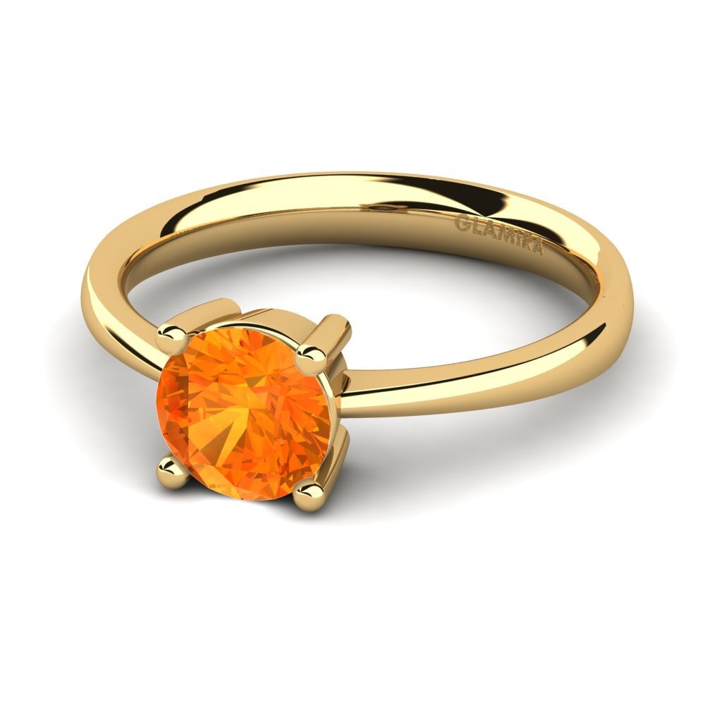 18k Oro Amarillo Zafiro Naranja Anillo de compromiso Julia 1.0 crt