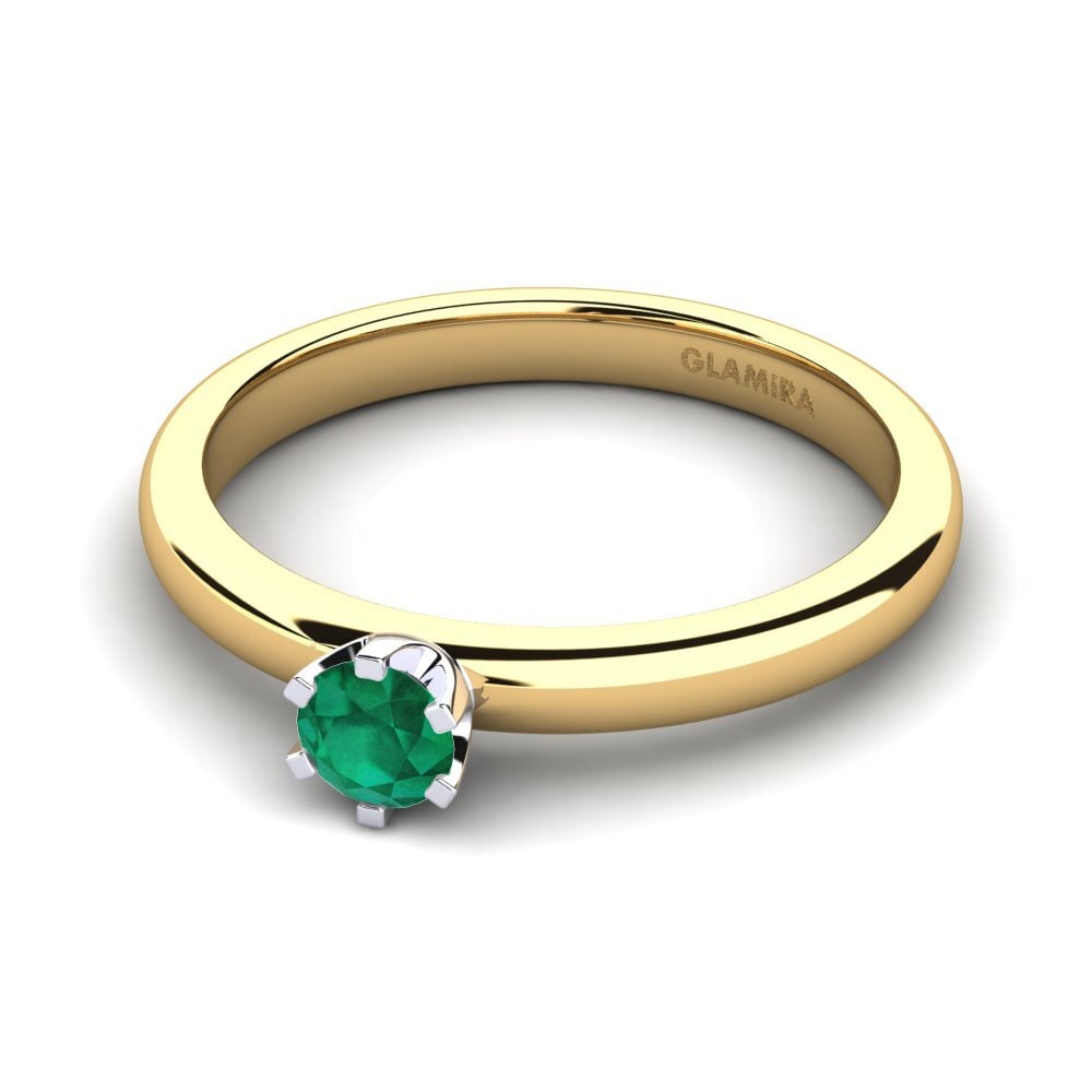 Vàng-Trắng 14K Đá Emerald / Ngọc lục Bảo Nhẫn đính hôn Katherina 0.25crt