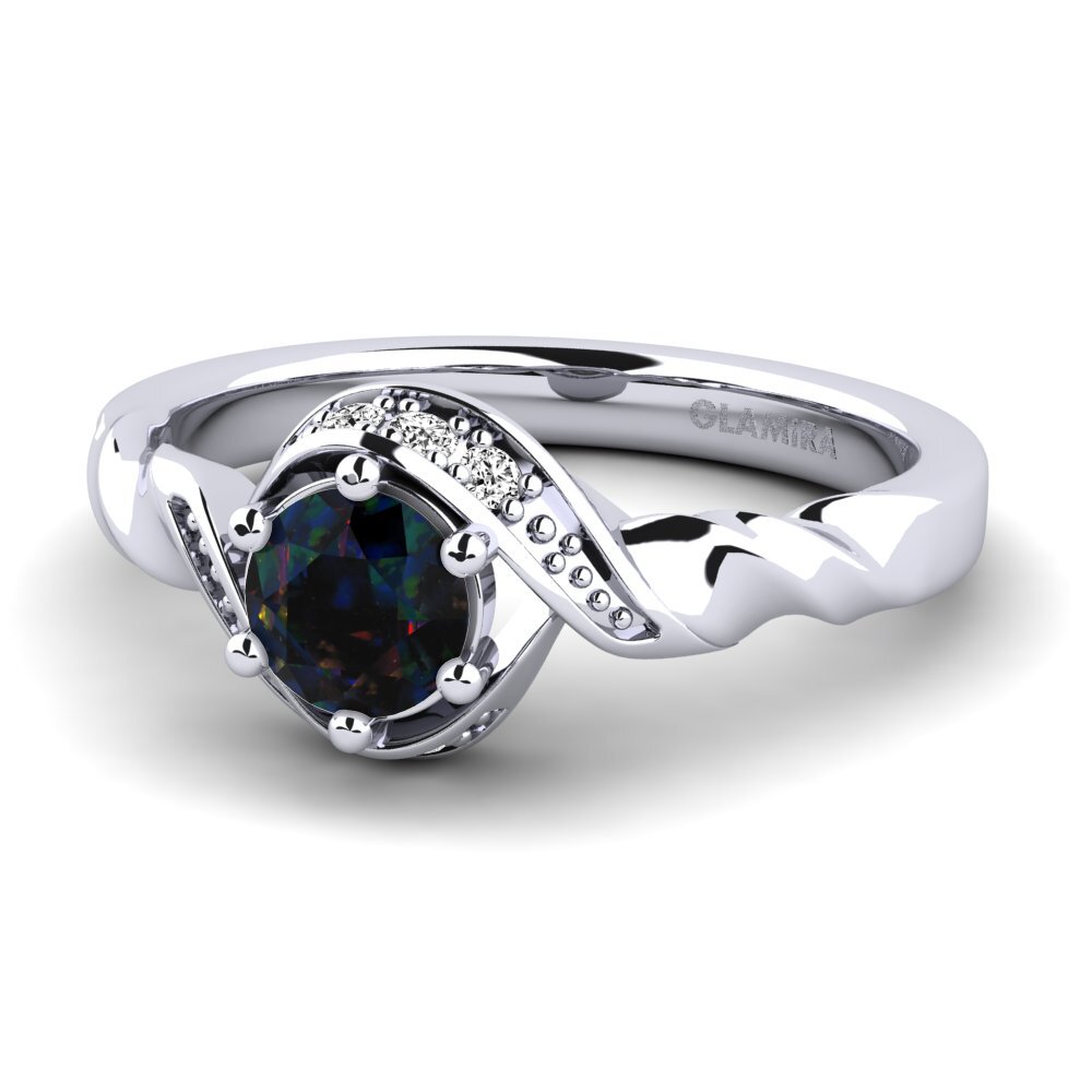 Black Opal Engagement Ring Leona