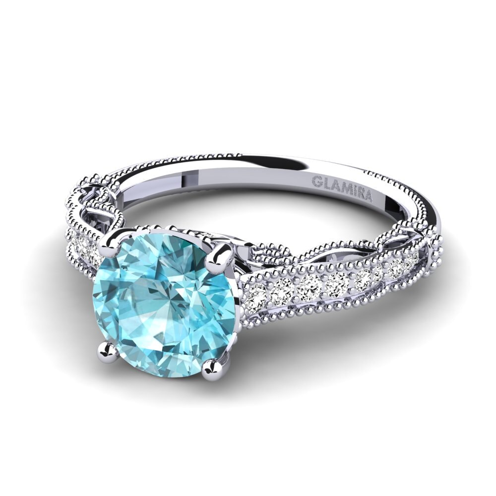 Circón Azul Anillo de compromiso Marilee