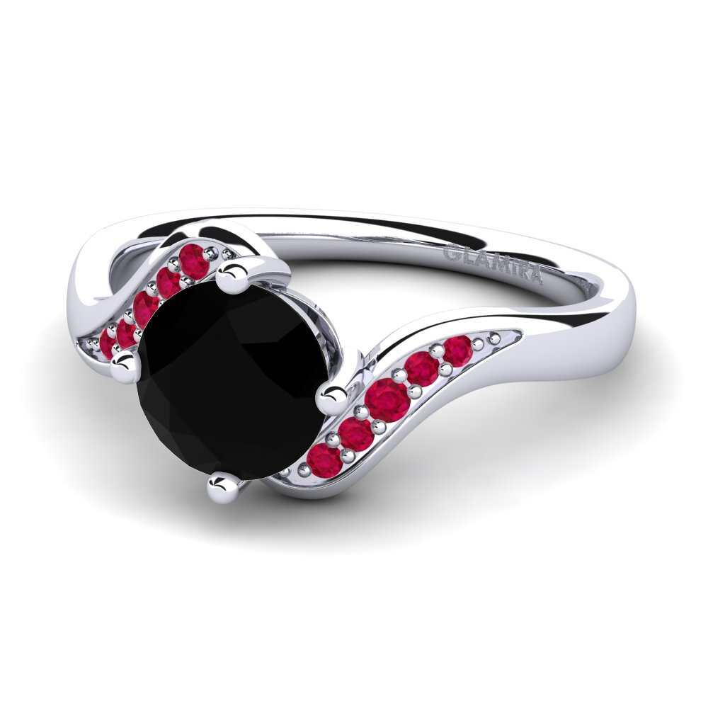 9ct White Gold Black Diamond Engagement Ring Miguelina