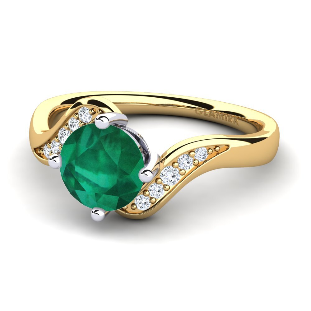 Vàng-Trắng 14K Đá Emerald / Ngọc lục Bảo Nhẫn đính hôn Miguelina