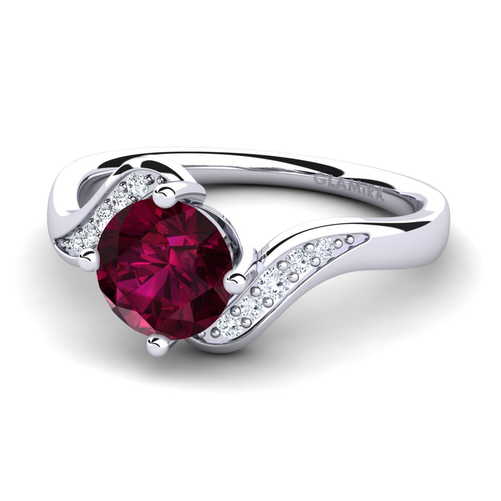 9ct White Gold Rhodolite Garnet Engagement Ring Miguelina
