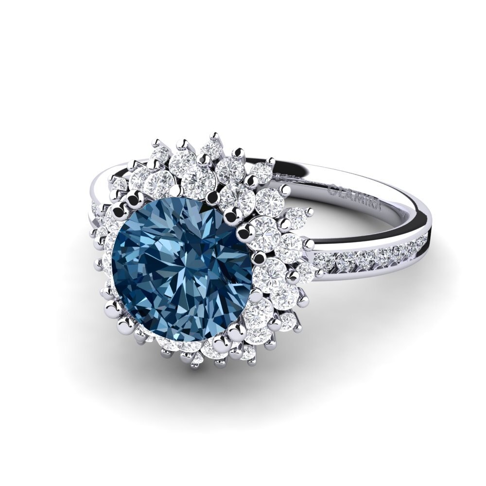 Anillos de compromiso Diamante Azul Flor