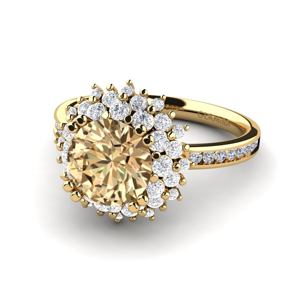 Verlobungsringe Flower Brauner Diamant Gelbgold 585