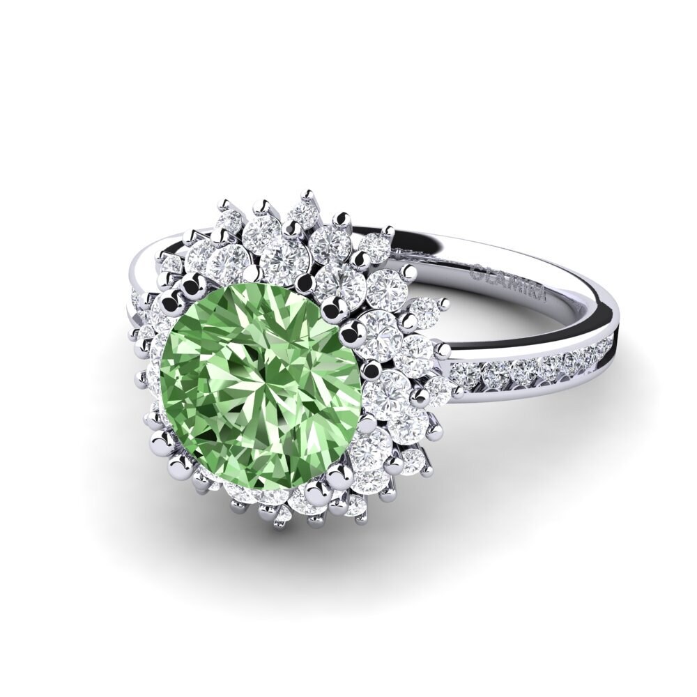 Flower Green Diamond Rings