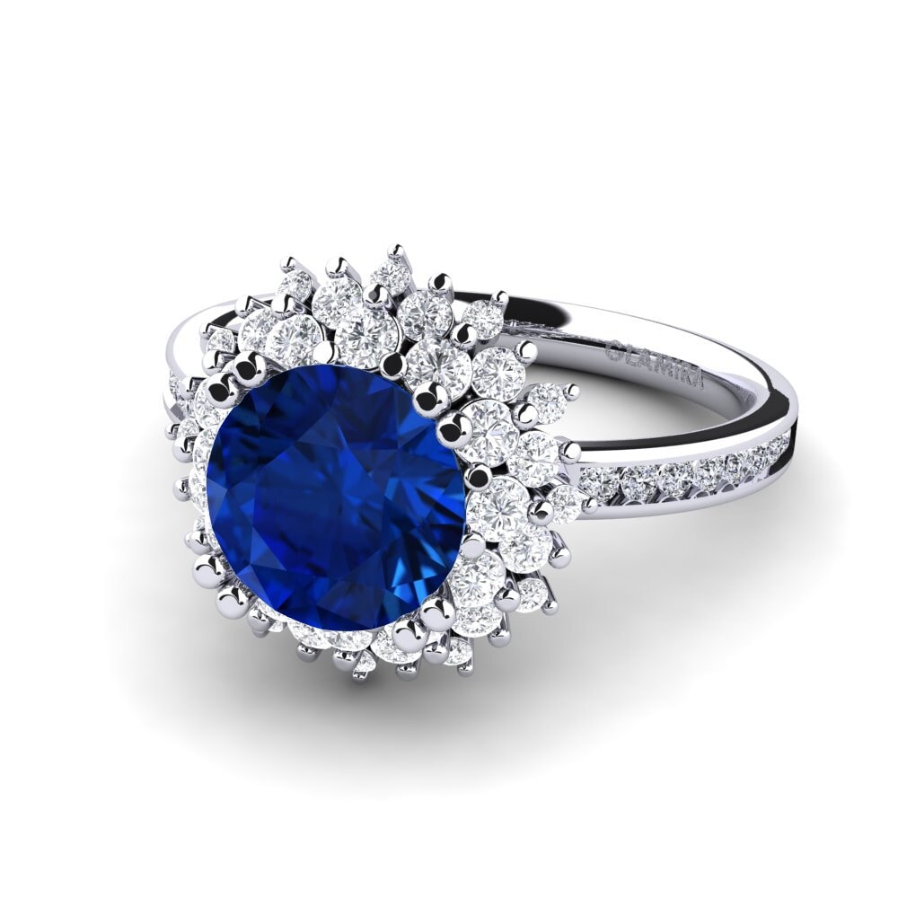 Flower Sapphire (Lab Created) Engagement Rings