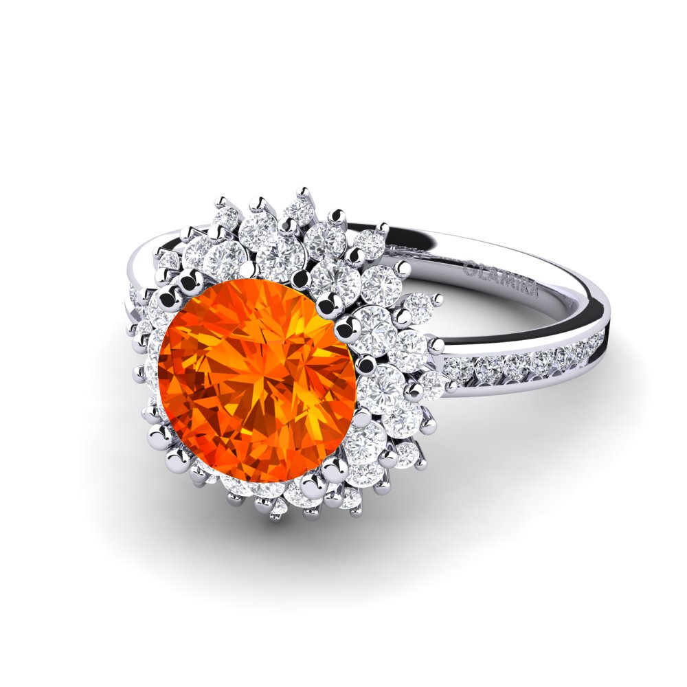 Flower Orange Sapphire Engagement Rings