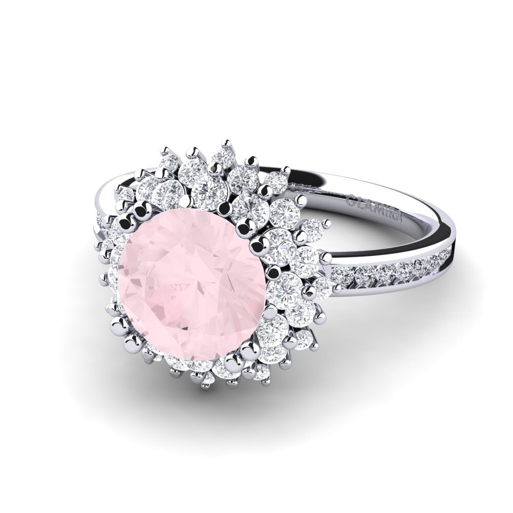 Flower Rose Quartz Rings