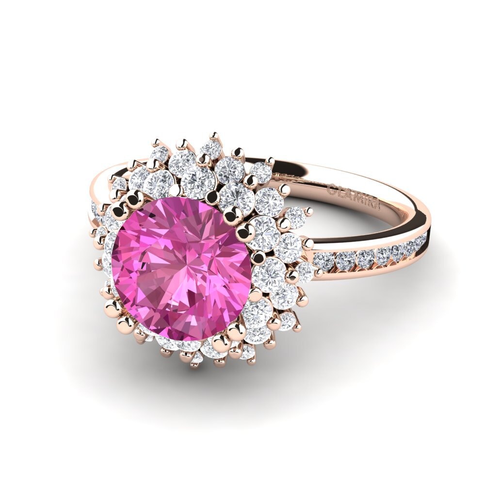 Flower Pink Topaz 14ct Rose Gold Rings
