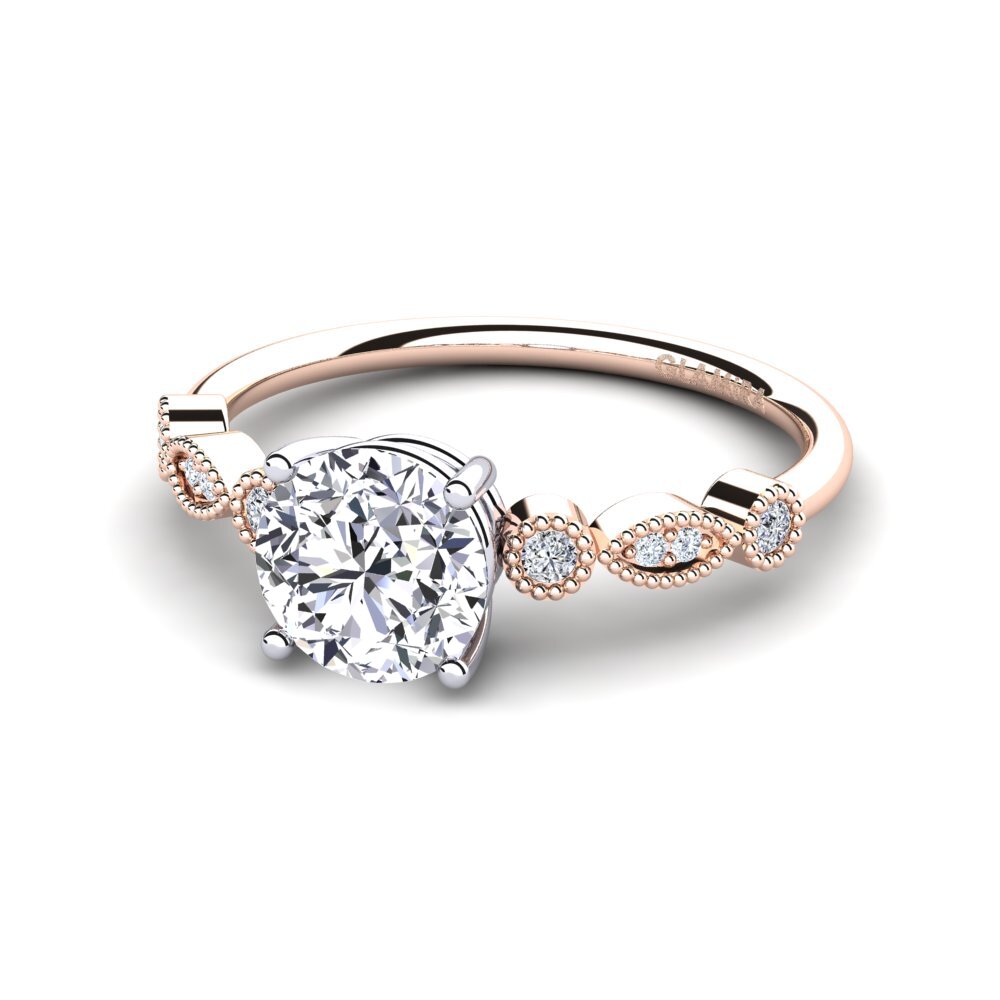 9k Oro Rosa & Blanco Anillo de compromiso Naola