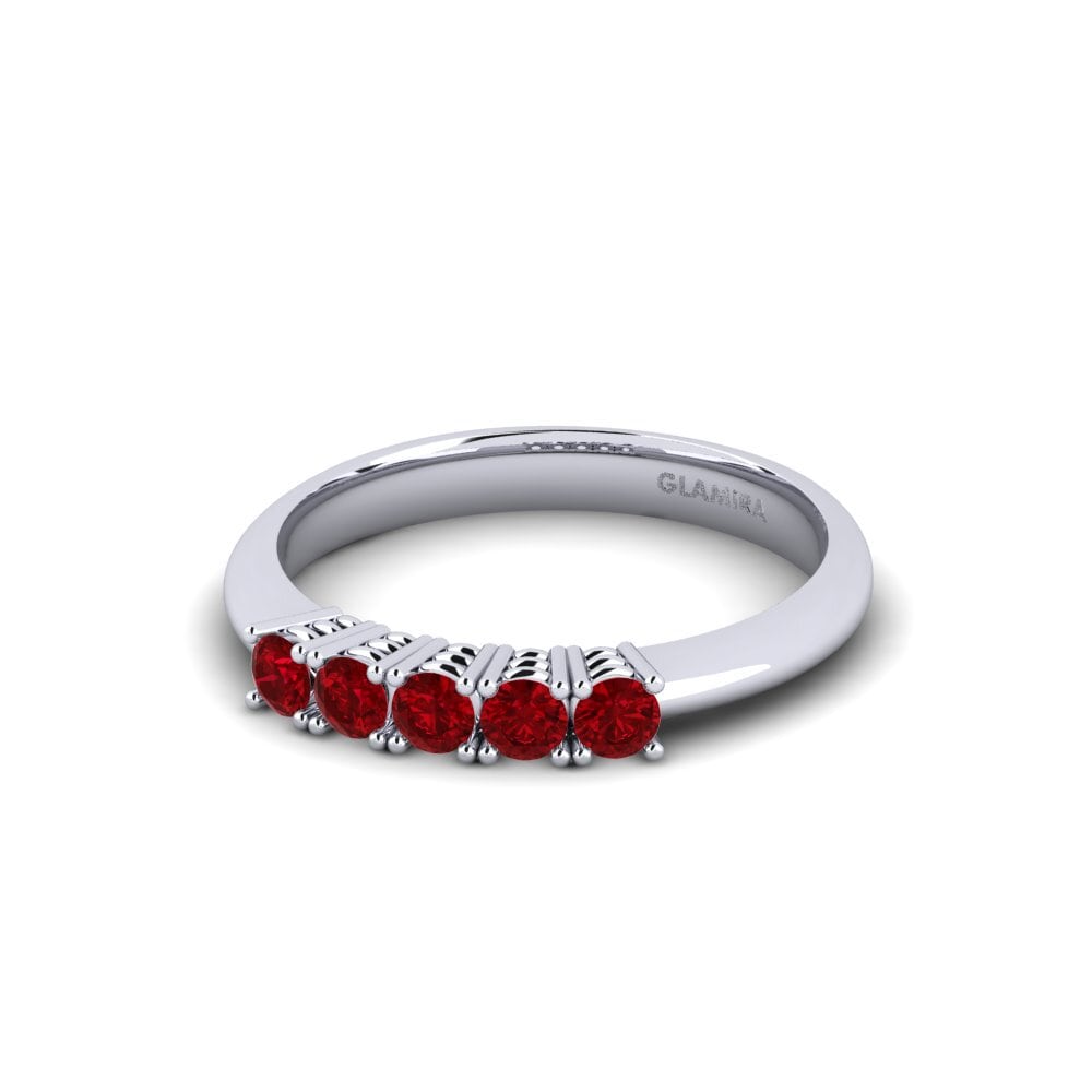 18k Oro Blanco Circonita Roja Anillo de compromiso Naomi